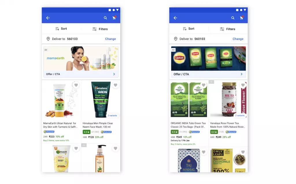 Image showing real contextual search ads on platform.